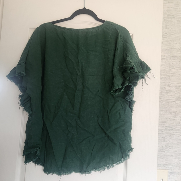Umgee Green Frayed Hem Women's Top Size XL Euc - Picture 3 of 4